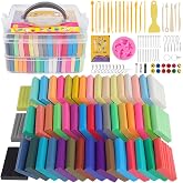 CyAJM 50 Colors Polymer Clay,Oven Bake Modeling Clay Kit for Kid and Adult | DIY Starter Kit, 20 Sculpting Tools &amp; Accessories, Storage Box, Easy to Shape, Non-Sticky, Colorful, Gift for Kids