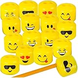 ArtCreativity Emoticon Sharpeners for Kids, Bulk Pack of 24, Emoji Smile Face Pencil and Crayon Sharpeners, Fun School Suppli