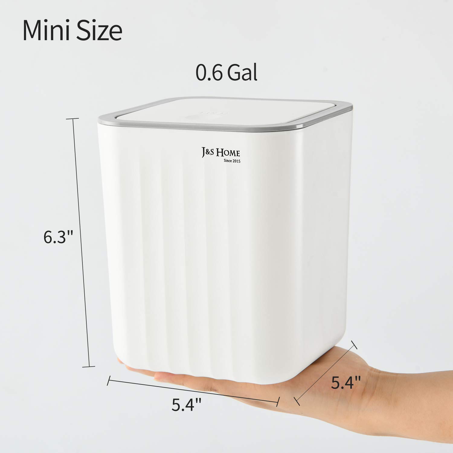 0.6 Gal Mini Desktop Trash Can with Lid, Small Square Countertop Garbage Bin, Plastic Tiny Tabletop Wastebasket for Office/Kitchen/Coffee Table, White: Industrial & Scientific
