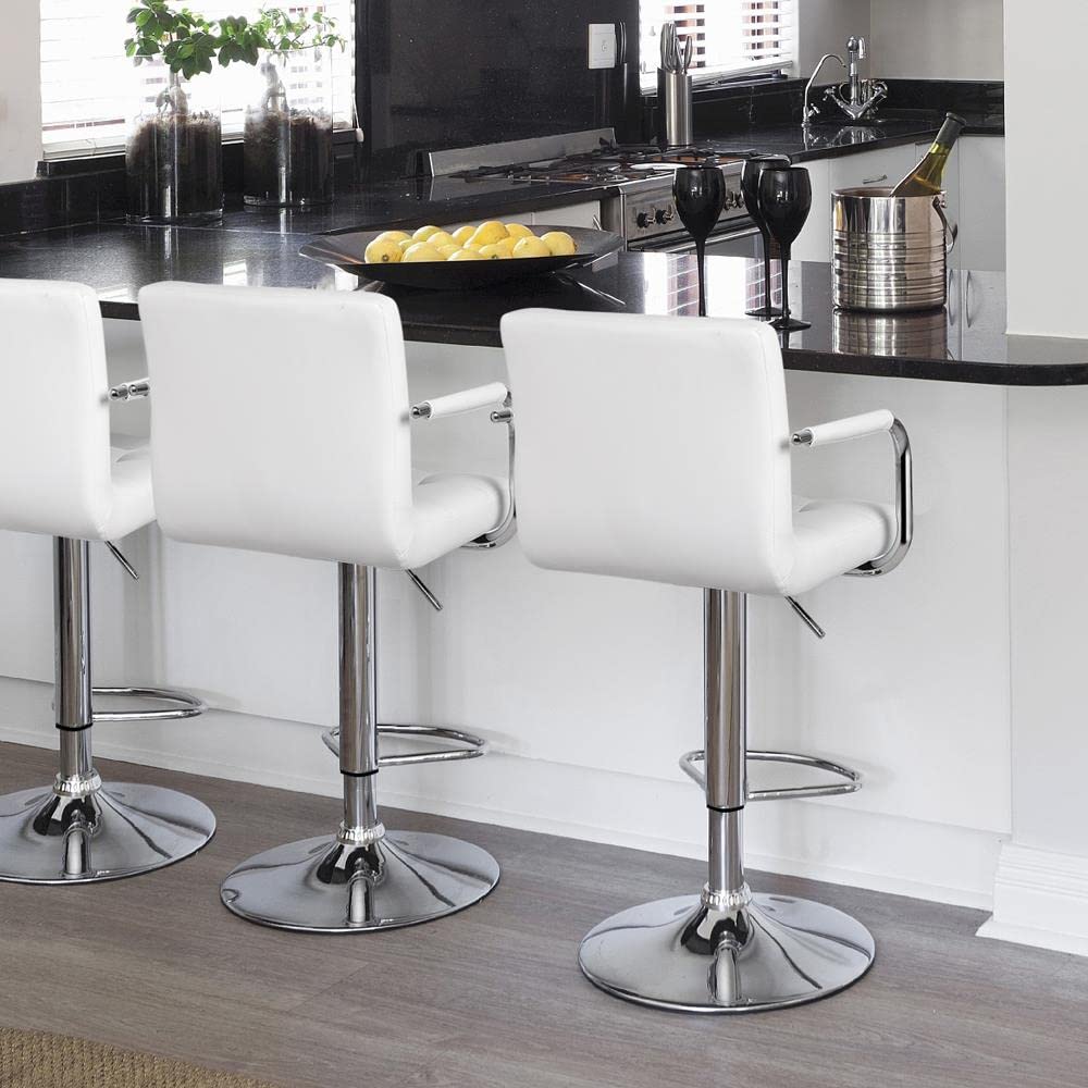Yaheetech Tall Bar Stools Set of 2 Modern Square PU Leather Adjustable
