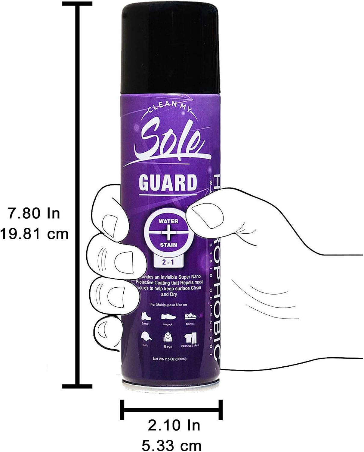 Clean My Sole Guard Waterproof Protection For Sneakers Repels Liquids & Stains On Nubuck Leather, Suede, Fabric, Canvas, Upholstery and more 7.5 Oz: Shoes