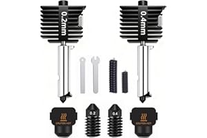 2PC for Bambu Lab A1/A1 Mini Hotend Kit - 0.2/0.4mm Replacement Hardened Steel Nozzle Extruder Hot End Kit for Bambu Lab 3D P