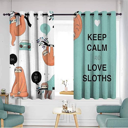 Amazon Co Jp Duommhome 動物ベッドルーム防風カーテン 子供部屋 男の子 女の子 赤ちゃんの部屋 不気味な漫画 かわいい象のイメージプリント 暗く保温 ベビーブルーとホワイト 55 Wx63 L ホーム キッチン