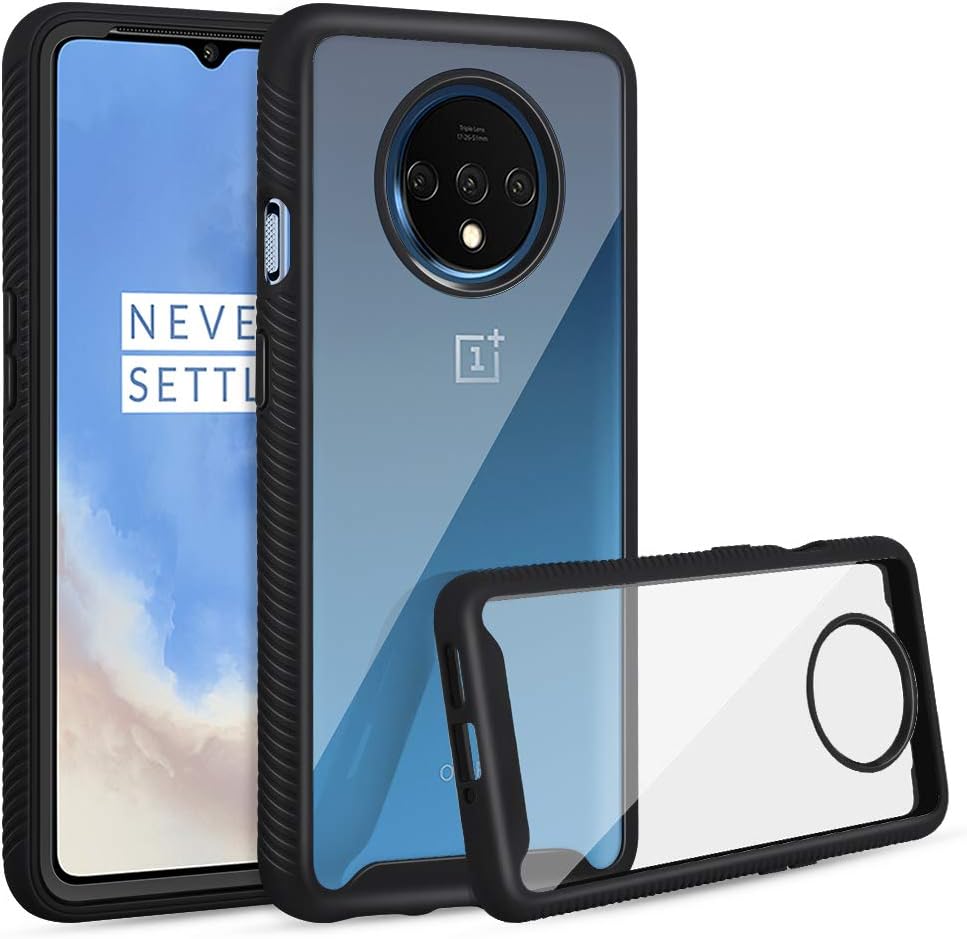 Jelanry OnePlus 7T Case Clear Heavy Duty Armor 2-Layer Full Body Protective Shell Shockproof Sports Anti-Scratch Non-Slip Bumper Rugged Cover Hybrid Case for OnePlus 7T 6.55inch 2019 Black