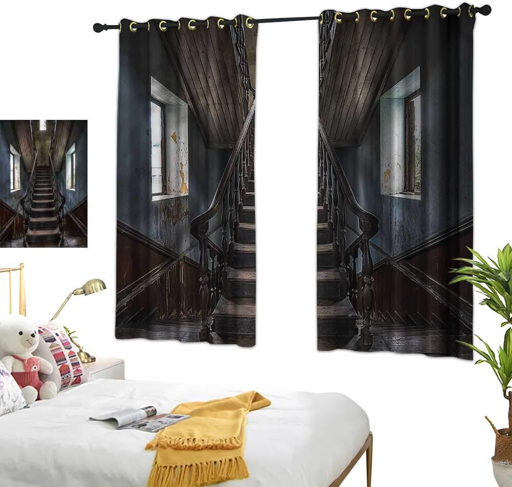 Lightly Sheer Curtains Scary,Horror Movie Theme Stairs 54"x63",Bedroom