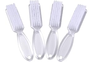 Yebeauty Nail Brush Fingernail Cleaner, 4 Pack Hand Scrub Cleaning Brush Plastic Hand Finger Toes Scrubbing Brush, Pedicure Nail Scrubber,Clear