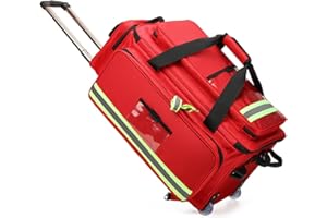 RCJCQSR Rolling Medical Bag with Wheels Portable First Aid Kit Large Capacity Medical Trolley Bag Empty with Compartments