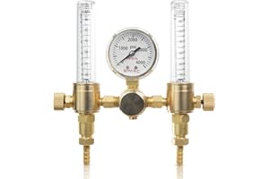 SPARC Dual Argon Regulator, Gas Flow Meter 0-60CFH CGA580 Inlet 5/8" Outlet, Dual Argon Flow Meter MIG TIG Backpurging LIFETIME USA Warranty
