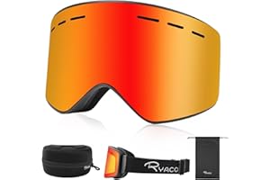 Ryaco Ski Snowboard Goggles, OTG Anti Fog Interchangeable Magnetic Lens, 100% UV Protection, for Men Women Youth Adult