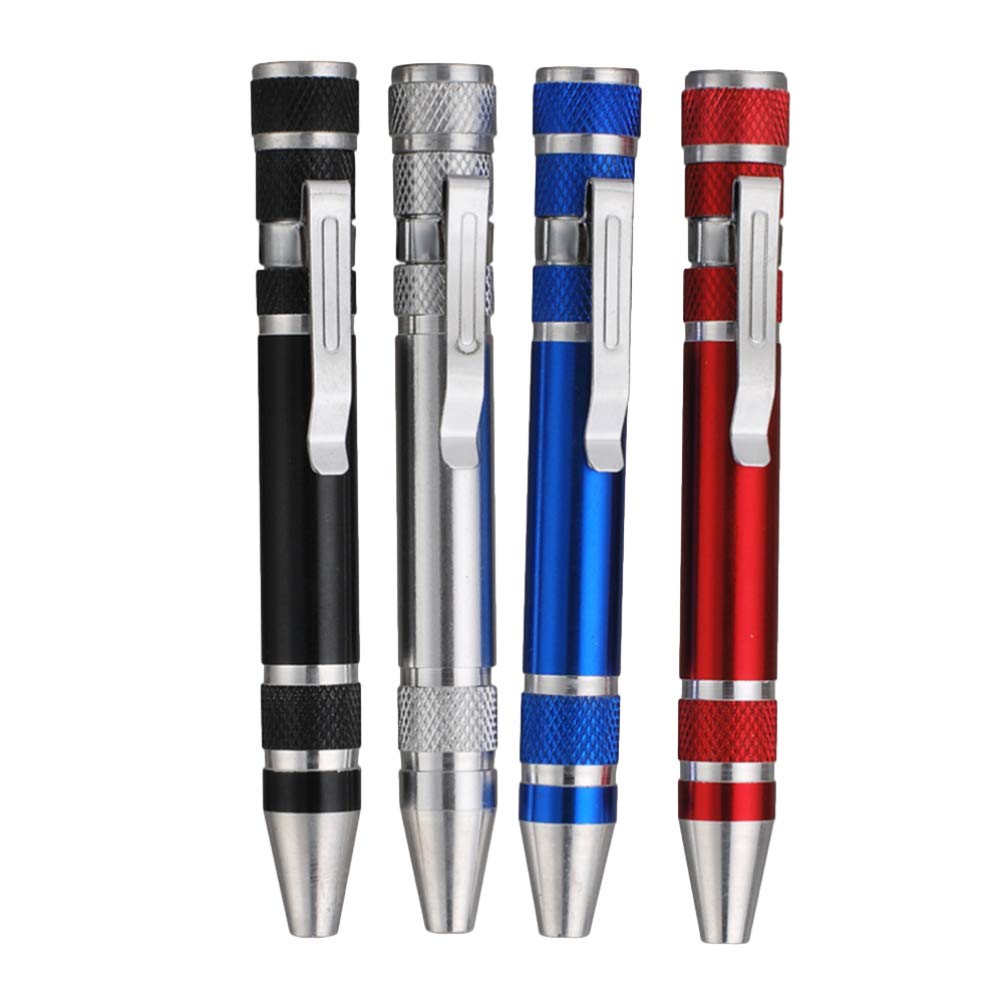 DOITOOL 4 Pack 8-in-1 Screwdriver Mini Gadgets Repair Tools Mini Pen Screwdriver Multipurpose Screwdriver Kit (Four Color)