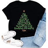 Cutesong Christmas Shirts for Women Xmas Tree Christian Faith Religious T-Shirt Jesus Merry Christmas Tee Tops
