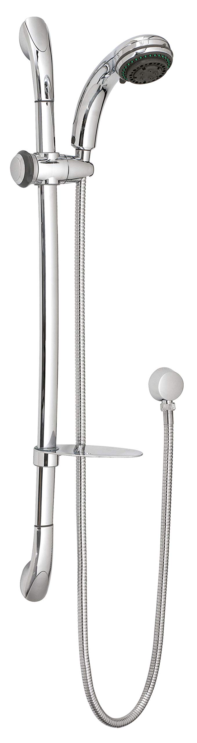 Nuie A3273A ǀ Modern Bathroom Round Luxury Curved Slide Rail Kit with Multi-Functional Handset and Outlet Elbow, 680mm x 215mm, Chrome, Set of 6 Pieces