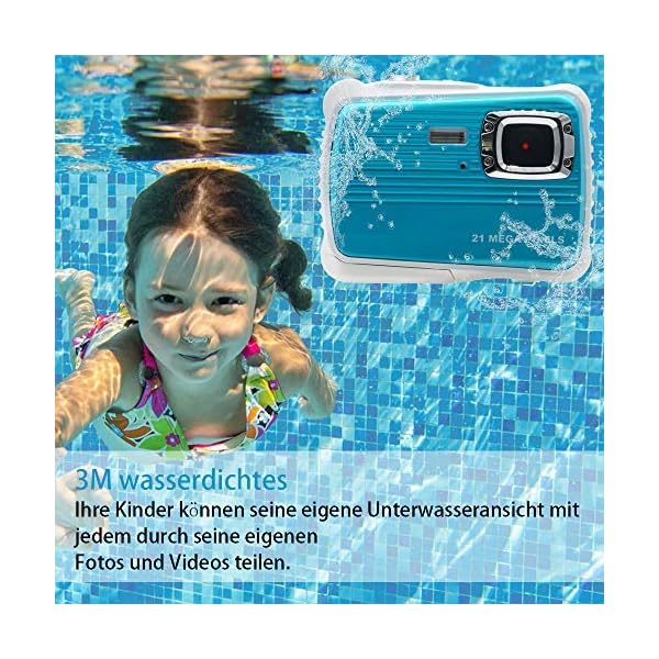 AMTSEE Kinderkamera Wasserdicht 21MP HD Digitalkamera 2,0 TFT LCD Bildschirm Kamera für Kinder 8-facher Digitalzoom… – Bild 3
