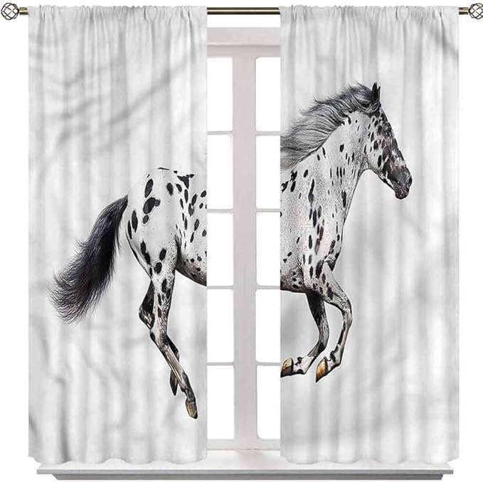 YUAZHOQI Horse Window Curtain for Bedroom, Powerful Appaloosa Stallion