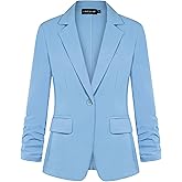 MINTLIMIT Women's 3/4 Sleeve Blazers One Button Work Office Blazer with Pockets