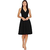 adrianna papell floral embroidered fit & flare party dress Floral Embroidered Illusion Midi Dress In Midnight Multi main image 1
