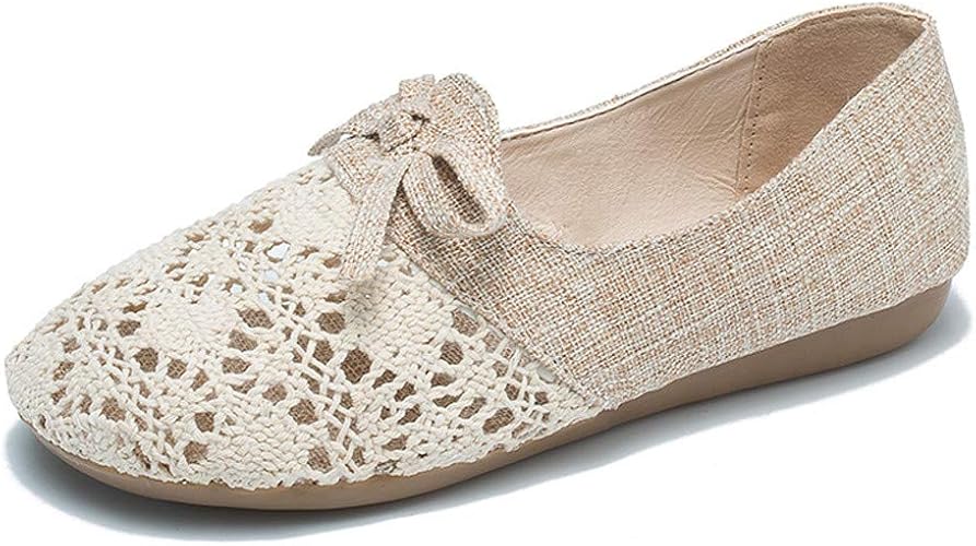 Amazon Com Jesper Womens Simple Cozy Linen Cotton Lace Ballet
