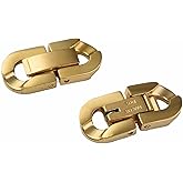 LiQunSweet 5 Sets Stainless Steel Golden Fold Over Clasps Necklace Bracelet Extension Cuban Chain Link Connector Clasps Cuban Clasp Buckle for Jewelry Making