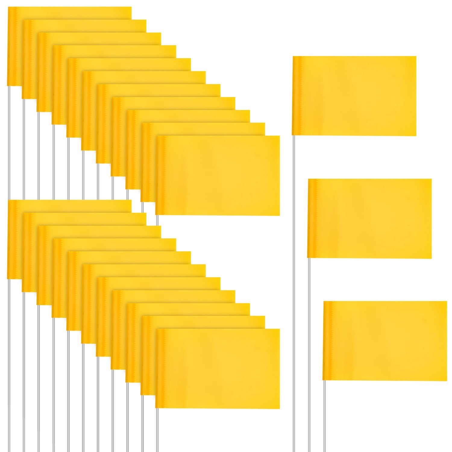 NQEUEPN 40pcs Yellow Marking Flags, 13.78x3x2in, High-Visibility, Quick Installation, Garden, Sports Events