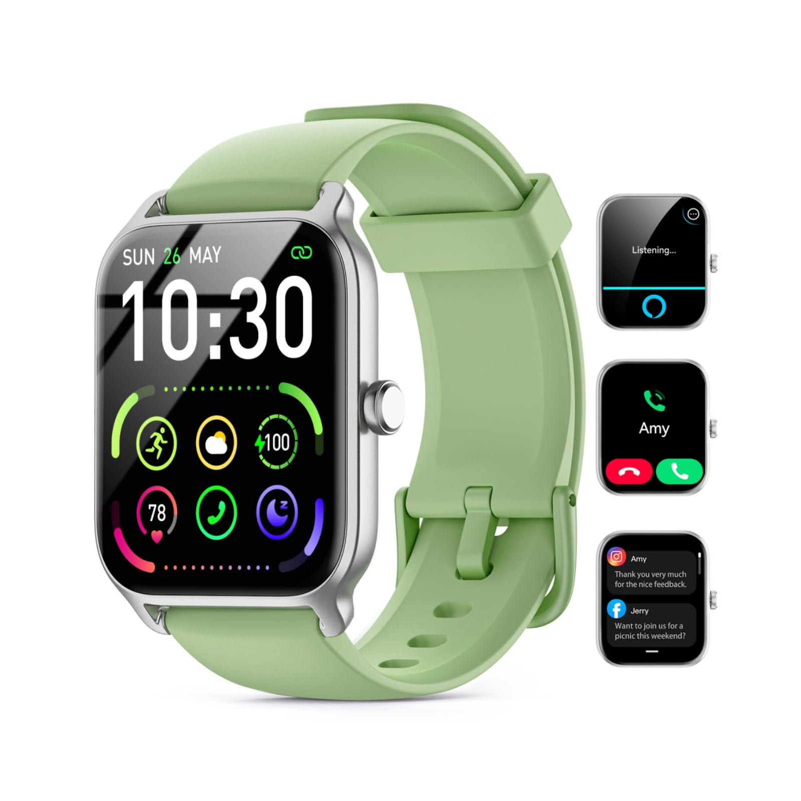 Smart Watches for Women Men, 2025 Smartwatch 1.85''Alexa Fitness Tracker Smart Watch Compatible for Android iPhone with Bluetooth Call (Answer/Make), 3ATM Waterproof Heart Rate/Sleep/SpO2 Monitor 120+