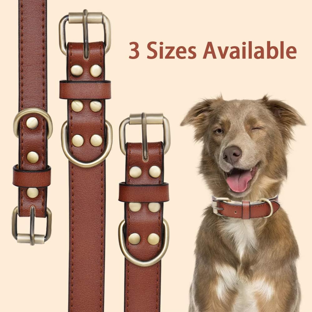 Genuine Leather Padded Dog Collar Comfortable Strong Soft collars Best for Small Medium and Large Breed Dogs (Brown) (S) - Image 5