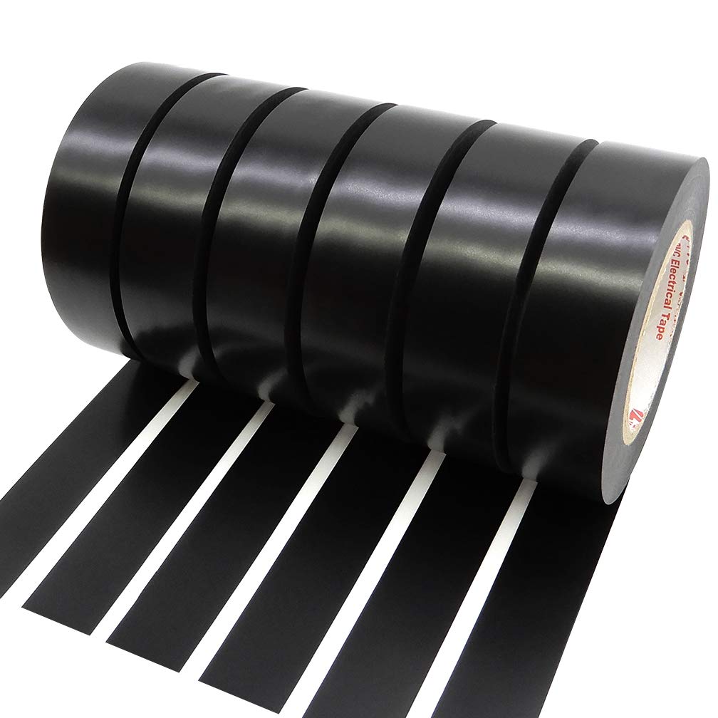 Maveek PVC Electrical Insulation Tape - 20m x 19mm (6 Pack Balck)