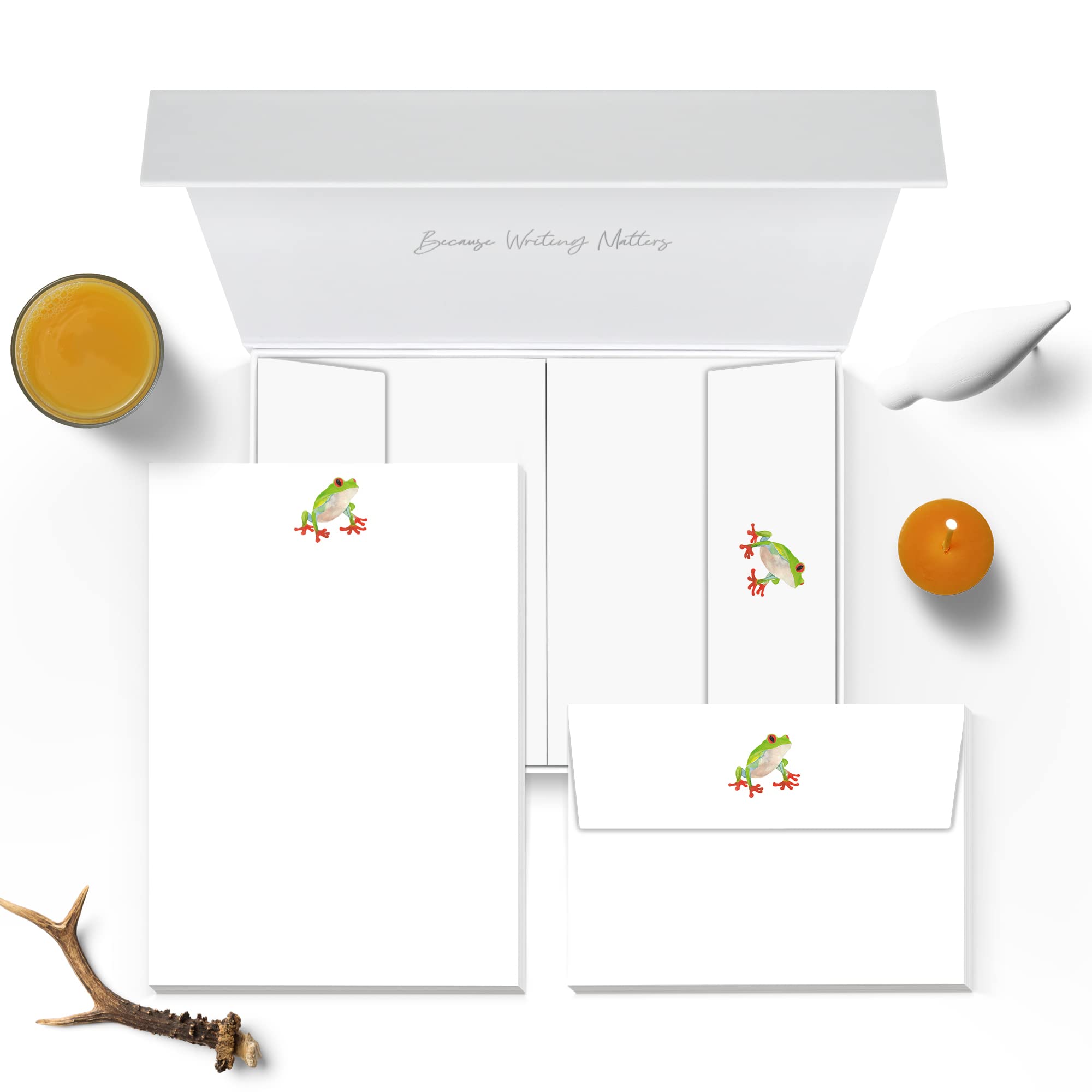 Me Loovely Frog Letter Writing Paper and Envelopes Set Stationery Supplies for Students & Adults | Christmas Gifts (20 – with Gift Box)