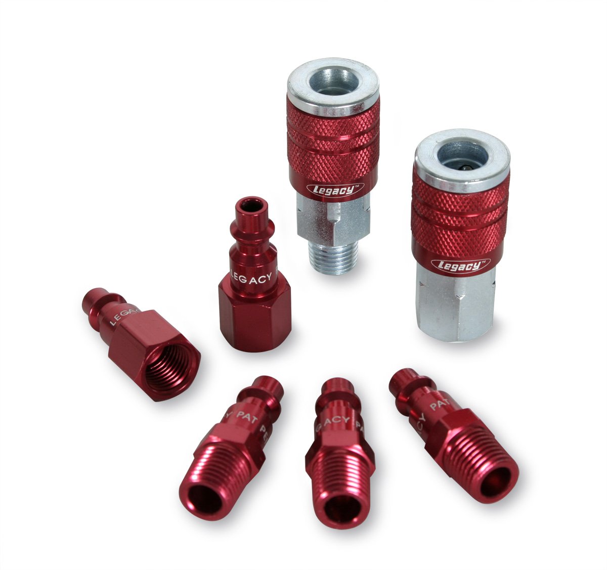 ColorConnex Coupler & Plug Kit (7 Piece), Industrial Type D, 1/4 in. NPT, Red - A73457D