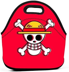 Lunch Bag Portable Tote Bento Pouch Anime One Piece Luffy Logo Lunchbox Bag Multifunctional Zipper Package For School Work Office Handbag