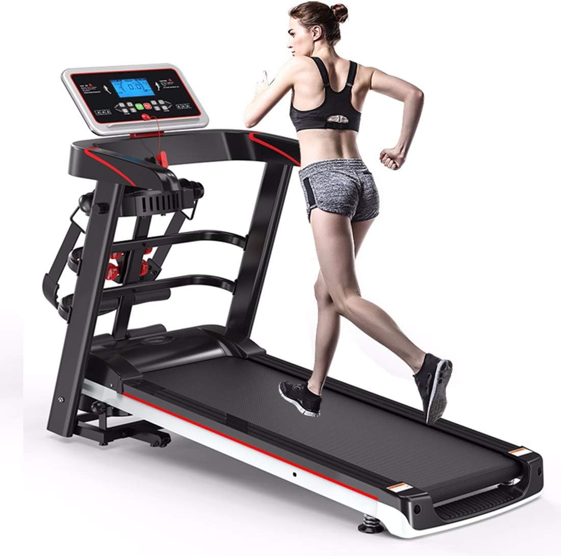JJGS Electric Treadmill, Versatile, Foldable Running Machines - 12.8Km / H, Large Treads, 1.5 HP Quiet Motor, 12 Training Programs, Cushioning System Up To 120kg