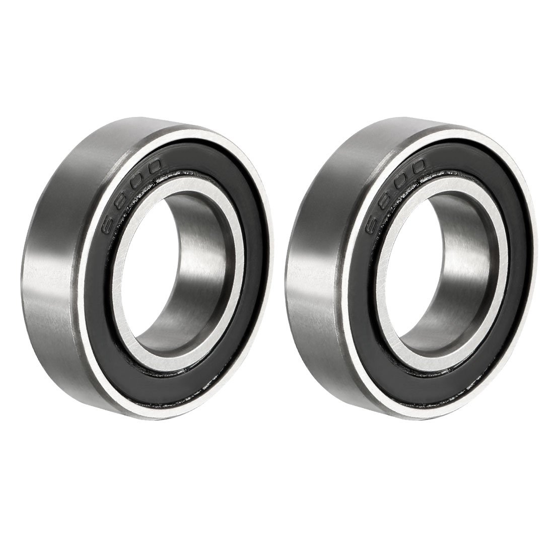 sourcing map 6800-2RS Deep Groove Ball Bearing Double Sealed 1180800, 10mm x 19mm x 5mm Carbon Steel Bearings (Pack of 2)