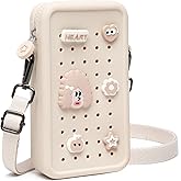 JIUXIJ Cell Phone Purse Crossbody Bag for Women with Holes Design for Shoe Charms, Small Crossbody Phone Bag with Adjustable Strap, Soft Silicone Durable & Lightweight for Daily Use