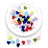 50PCS Heart Shape Silicone Beads, Square Heart Focal Bead, Colorful Spacer Silicone Beads for Keychain Making, Loose Beads Bulk for Pens Jewelry DIY Handicrafts Necklace Bracelet Accessories