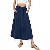 Witsmile Flowy Maxi Skirt for Women with Pockets 2025 Fashion Trendy Boho Summer Beach Vacation Long Skirt
