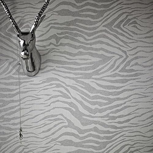 Zebra' Silver and Glitter Animal Print Wallpaper Full Roll