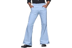 70s Disco Pants for Men Mens Bell Bottom Dress Pants Stylish Dancing Stage Performance Flat Front Stretch Trousers
