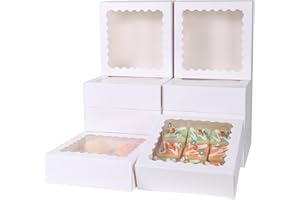 PFAMKEER 24 pcs12x12x3 Inch Bakery Boxes with Window, White 12 inch Cake Pastry large Pie Cookie Box for Dessert,strawberry,Chocolates Boxes