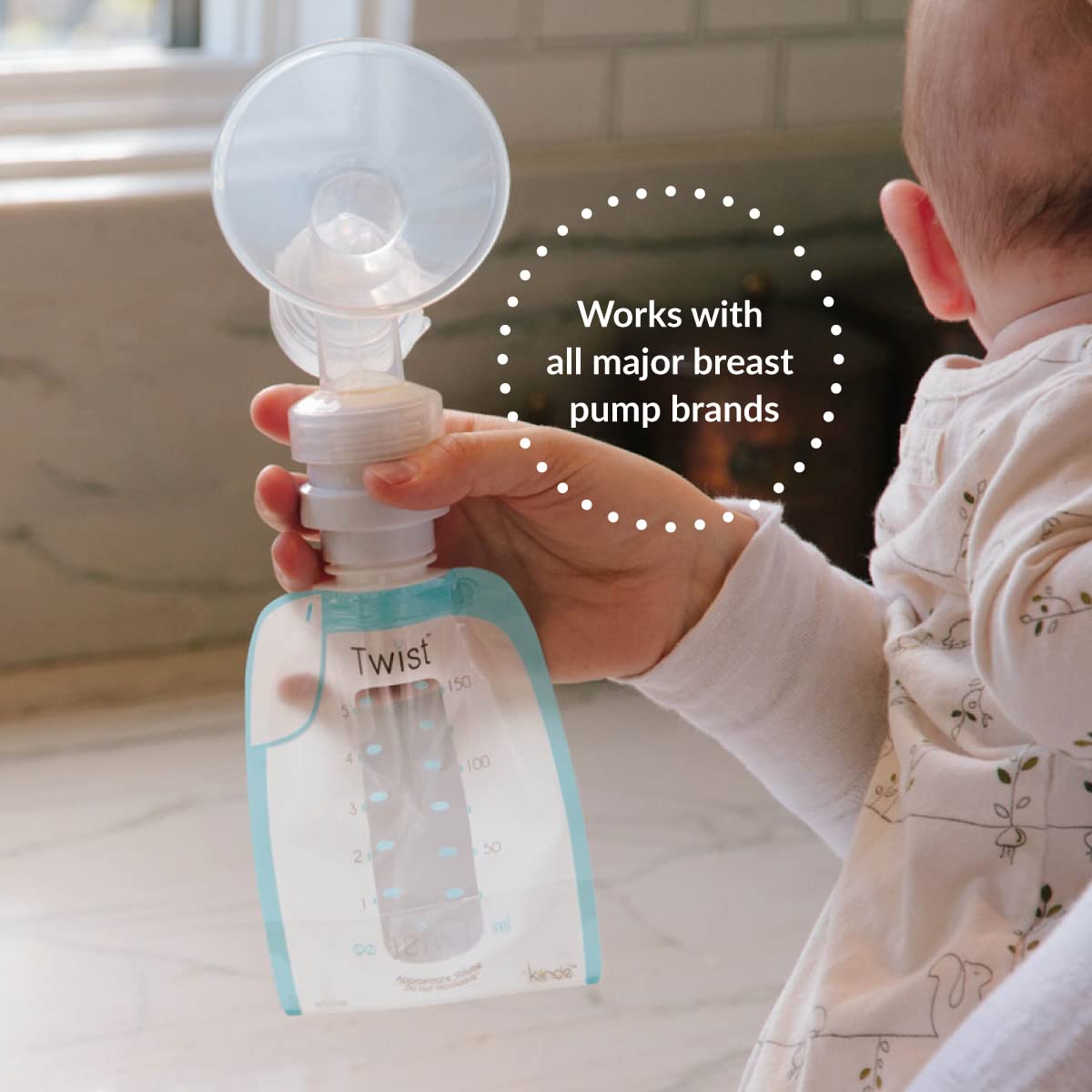 Kiinde Twist Milk Storage Bag Breast Pump & Baby Bottle Adapter Kit for All Major Breast Pump Brands (Pack of 14)