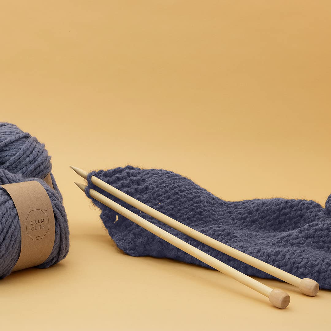 Calm Club | Knitting Kit & Guide | Crochet A Chunky Knit Blanket | Craft Kits For Adults | Crochet Kit For Beginners | Includes Chunky Yarn, Knitting Needles, & Starter Guide | Knitting Set Gifts