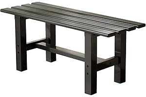 TECSPACE 35 Inches Aluminum Outdoor Weatherproof Bench Backless, 330 LBS Bearing Capacity Garden Porch Bench, Black