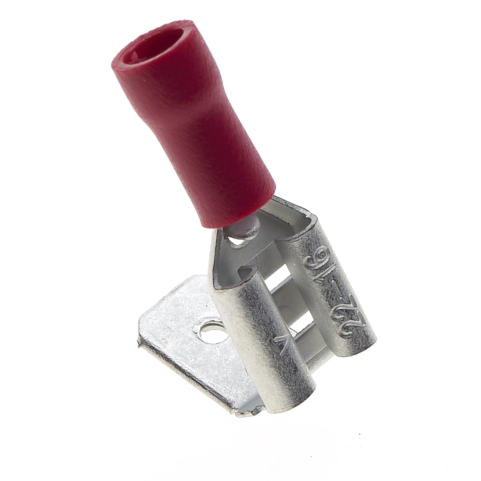 6.35mm Crimp Terminal Multi Stack Disconnector, Pack Of 100-10A, Red, Heat Shrink Spade Connectors, Double Quick Disconnect, PVC Semi-Insulated Piggyback Splice Male/Female