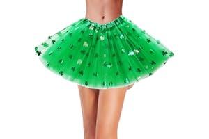 WINROLA Adult Women St. Patrick’s Day Green Tutu Skirt Teens Shamrock Tulle Tutu Dress-Up Irish Party Clover Tutu Costumes