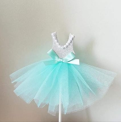 Amazon Com 20pcs Tiffany Blue Pearl Dress Cupcake Toppers Baby