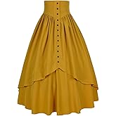 itsjake Women Victorian Skirt Medieval Renaissance Peasant Skirt Floor High Waisted Fluttering Long Skirt