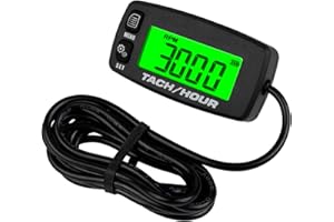 HonorMeet Digital Small Engine Tach Hour Meter,Green & Red Backlight Display,Maintenance Reminder, RPM Exceed Alert, Works on
