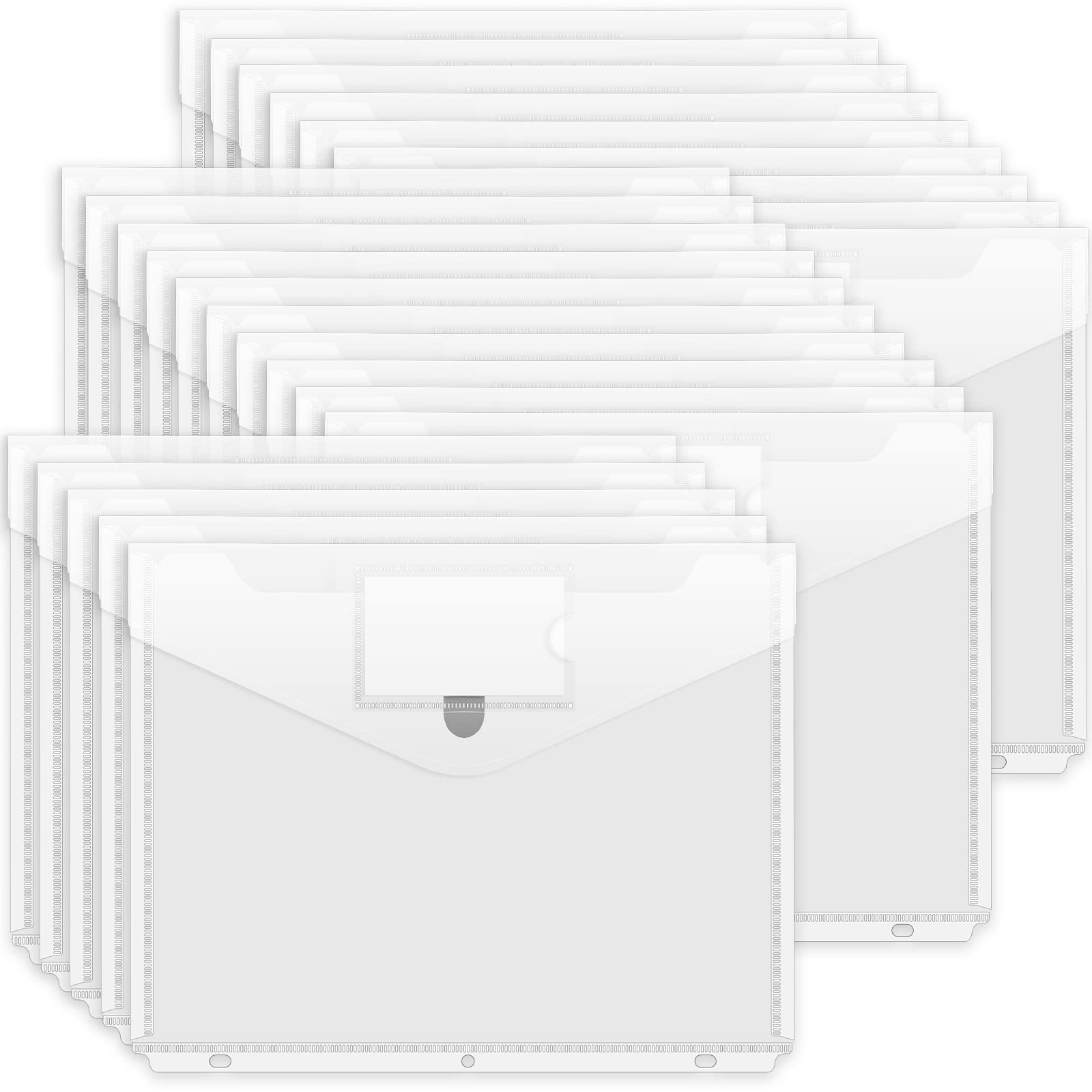Photo 1 of Forvencer Binder Pocket, 24 Pack Super Heavyweight Poly Binder Pocket with Tight Closure, Binder Folders Side Loading, 3 Ring Binder Pocket, Binder Dividers with Pockets, Letter Size, Clear
