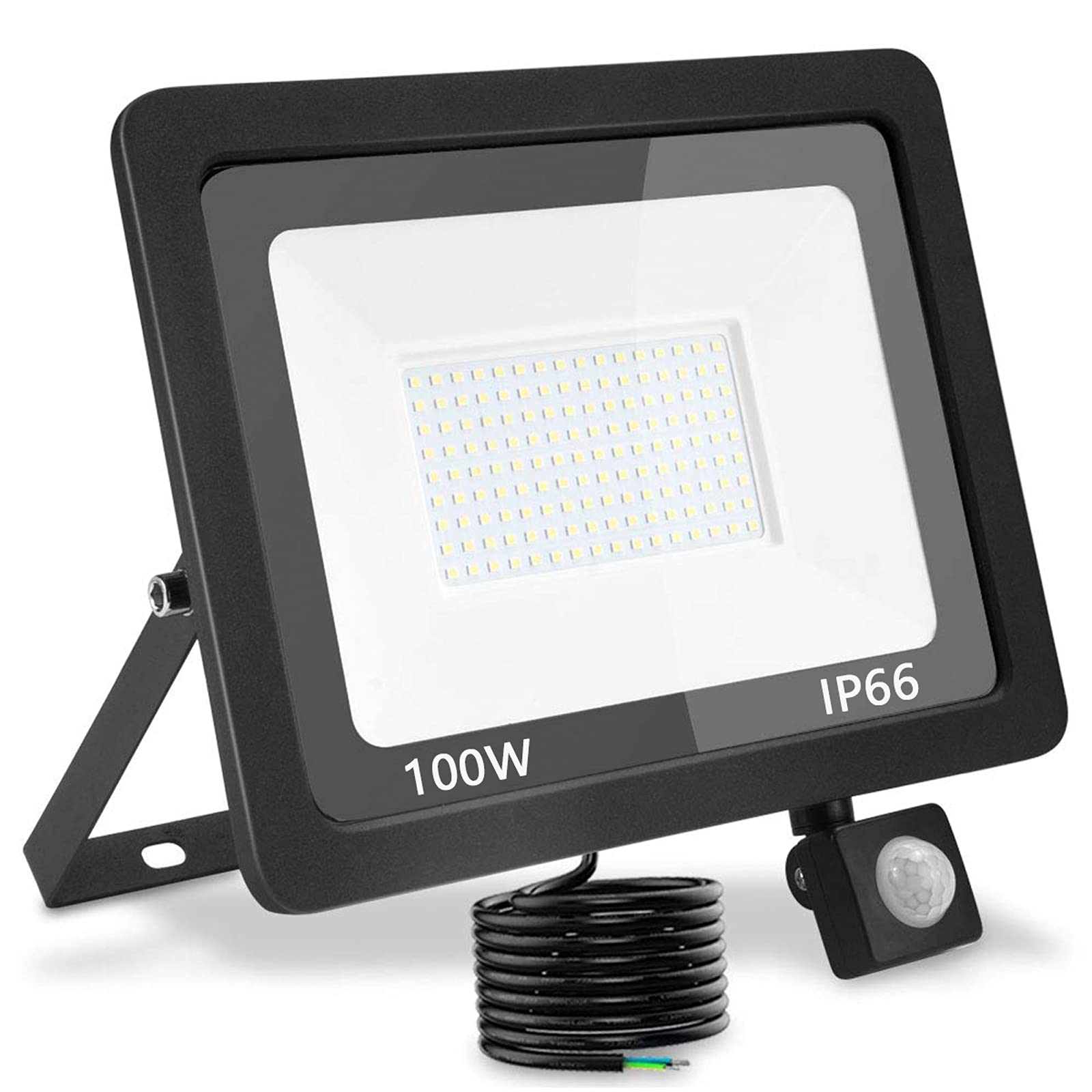 treoir 100W Security Lights Outdoor Motion Sensor,10000LM Outdoor Spotlight with PIR,IP66 Waterproof 6000k LED Spotlight for Garden,Garage,Square,Car Park,Construction Site ect (100W,Cold White) — image 1