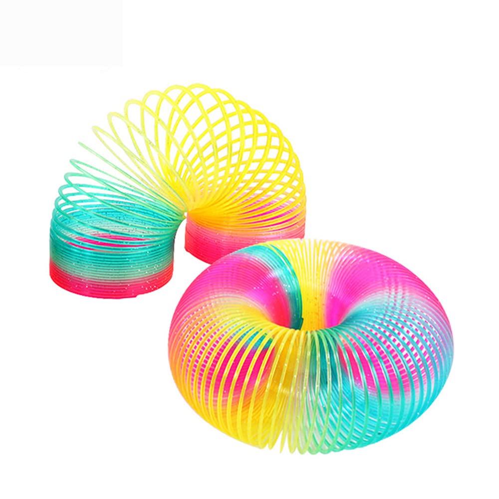 LUOXIAQIFEI Rainbow Helical Spring Colourful Rainbow Circle Ideal for Parties, Gifts, Party Bags, Prizes