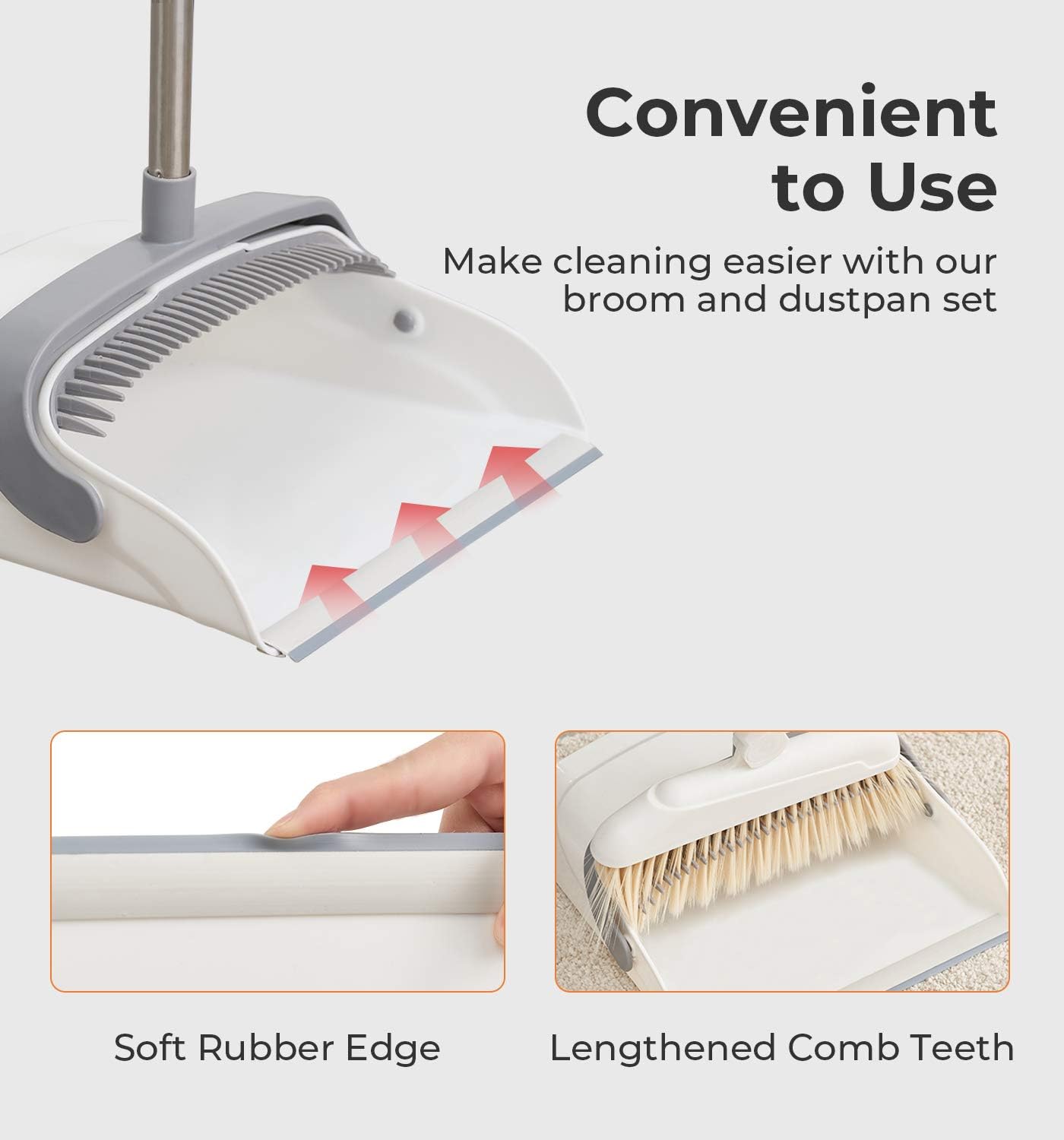 Magnetic Broom and Dustpan Set Standing with Adjustable Long Handle and Rotating Head for Home Kitchen Lobby Office Floor Cleaning: Kitchen & Dining