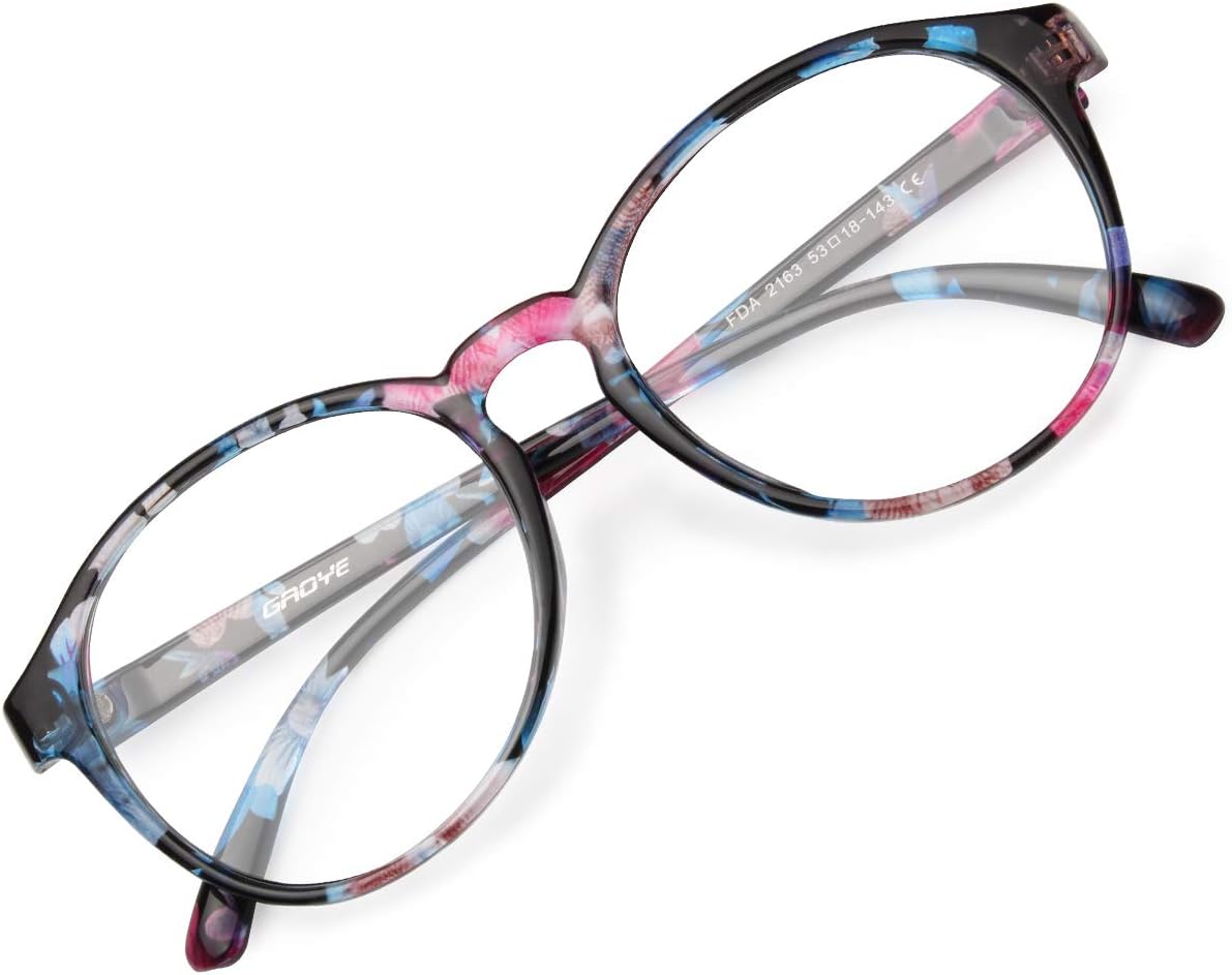 GAOYE Computer Blue Light Blocking Glasses for Women Men,TR90 Lightweight Round Frame Anti UV Filter Lens Protection